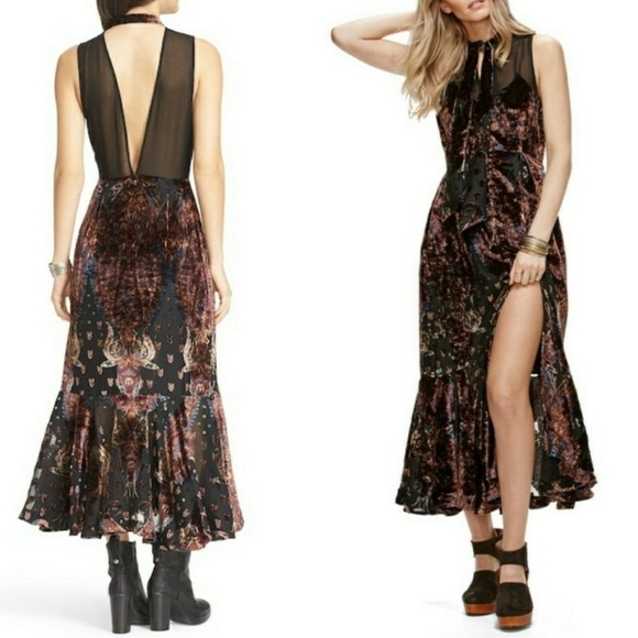 Free People Dresses & Skirts - Free People Hands to Hold Velvet Maxi Dress Long